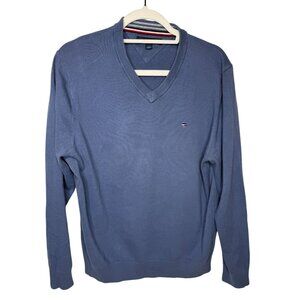 Tommy Hilfiger Mens Blue V Neck Sweater Size L Classic Preppy